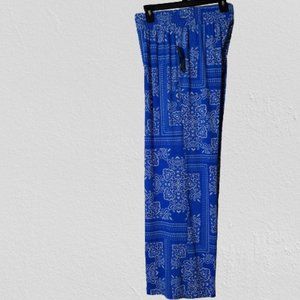 BLUE/IVORY  PALAZZO PANTS